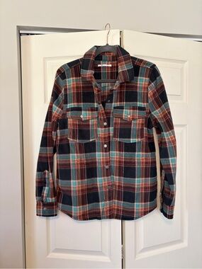 O’Neil fleece Plaid Button-Up Shirt - Teal, Rust & Black